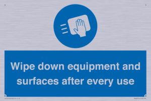 Wipe down equipment and surfaces after every use